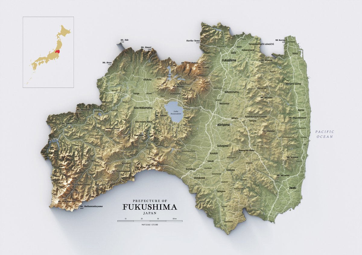 verygoodmaps's tweet photo. Fukushima prefecture in Japan. Doing super random places now since I don't really have a series going on now. Waiting for some idea to pop in my head.
#Japan #Geospatial #map https://t.co/ajbIJ6z0dQ
