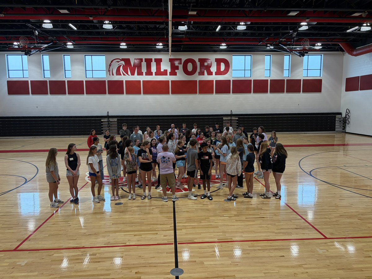 MMS_ToddWells's tweet photo. Introducing your 2026-27 Student Web leaders! These young leaders and staff can’t get enough of school so they’ve returned today and tomorrow for training.@Milford_Schools https://t.co/NabnrtuArC