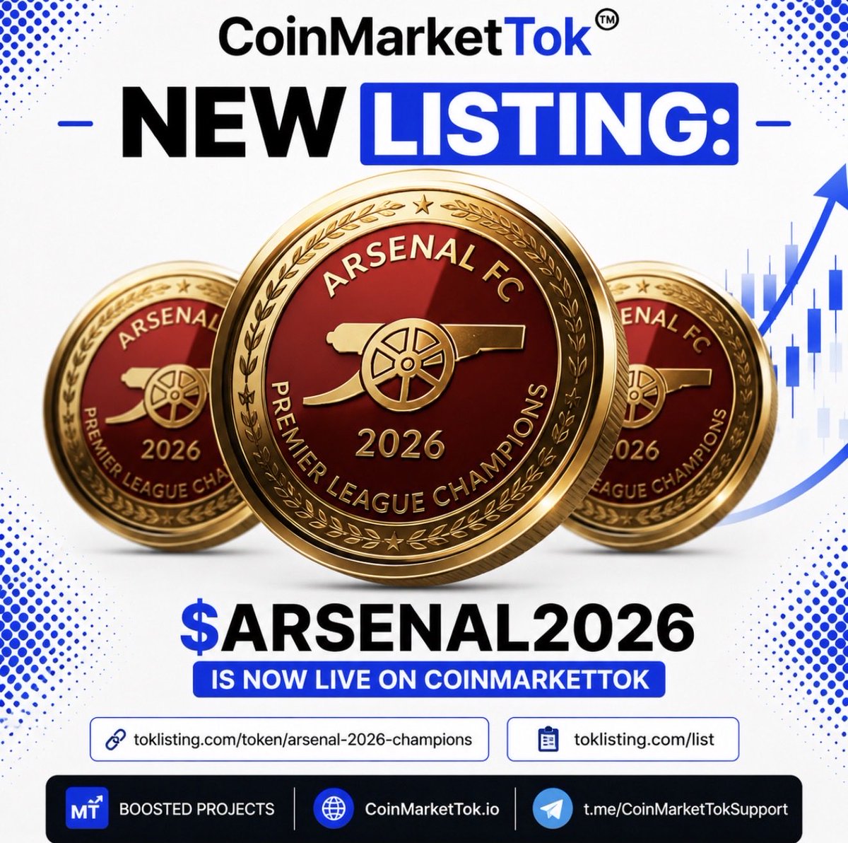 CoinMarketTok's tweet photo. 🚨 NEW LISTING ALERT 🚨
@CoinMarketTok x @ArsenalB50140

$ARSENAL2026 is now LIVE on CoinMarketTok. 🔥⚽

🔗 https://t.co/bSA14i9SDe

🆓 https://t.co/DtTeC5sG3U

The passion of football now enters the world of Solana. 🏆

Built around one of the biggest football communities in the world, Arsenal 2026 Champions is bringing winning energy to Web3. 🚀

⚽ Strong community
⚽ Viral momentum
⚽ Massive upside potential

Champions mentality only. 💎

🌐 https://t.co/fSCe2cYKY1

📞 @CoinMarketTokSupport

#Arsenal #ARSENAL2026 #Solana #Crypto #Memecoin #Web3 #CoinMarketTok #Football #Blockchain #Moonshot