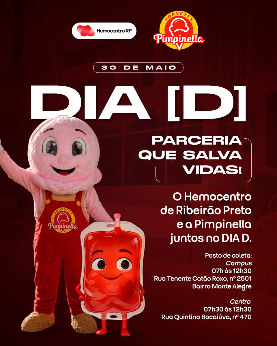 ctc_usp's tweet photo. ❤️ No dia 30/05, o @hemocentrorp realiza o DIA D. Uma data especial dedicada à doação de sangue.

🍦Nós e a Sorvetes Pimpinella estamos te esperando! https://t.co/4sYkmVADih