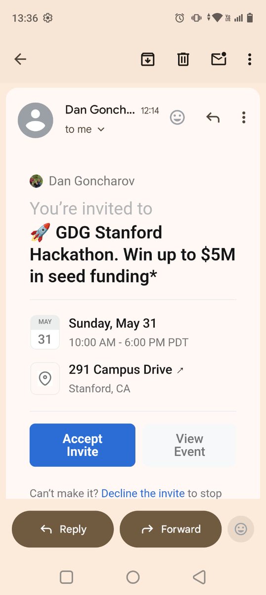 raj_kumar_rawal's tweet photo. Thanks GDG @Stanford and Daniel Goncharov for invitation on "GDG Stanford × Red Bull Basement" Hackathon on May 31st, 2026AD. Really excited to participate. I will definitely try my best to participate in person, if not possible I will definitely participate online. https://t.co/rj4Wr6Vhvv