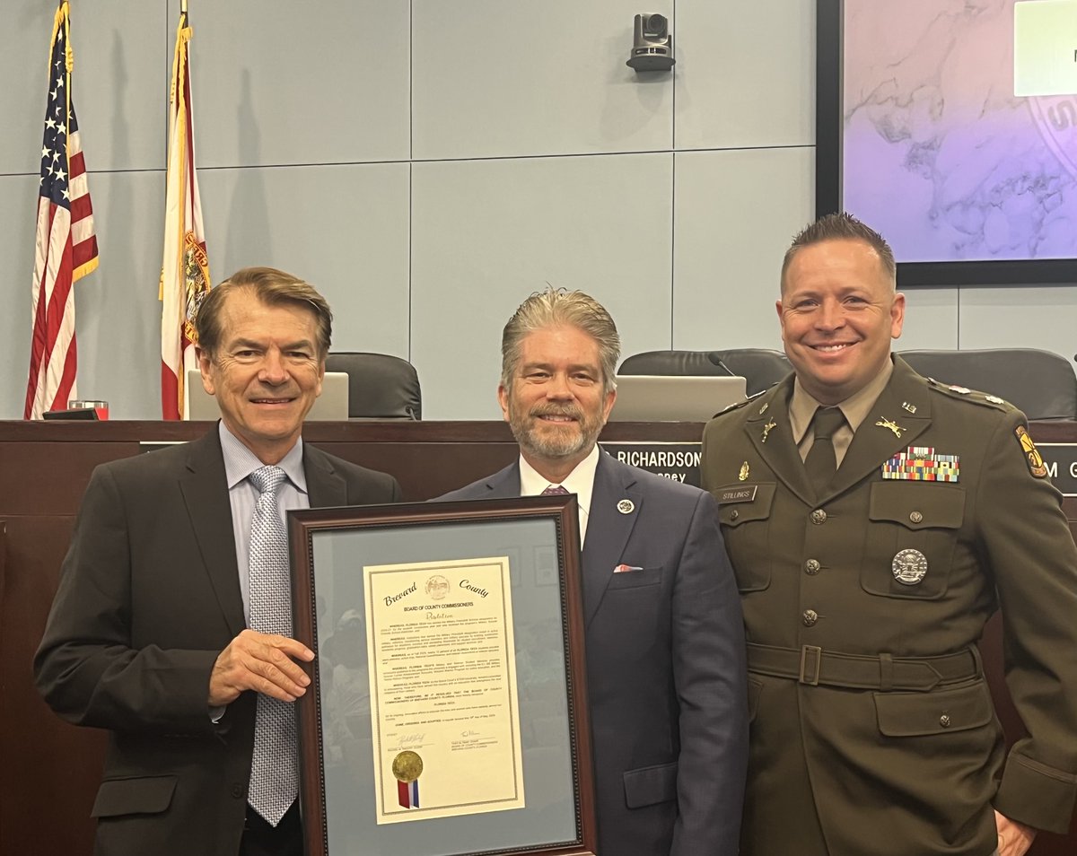 FloridaTech's tweet photo. We're proud to share that Florida Tech was officially recognized by the Brevard County Commission and Chair Thad Altman for our ongoing commitment to veterans and military families! The resolution celebrates our 7th consecutive year as a Military Friendly School. https://t.co/EVAfaFyL7z