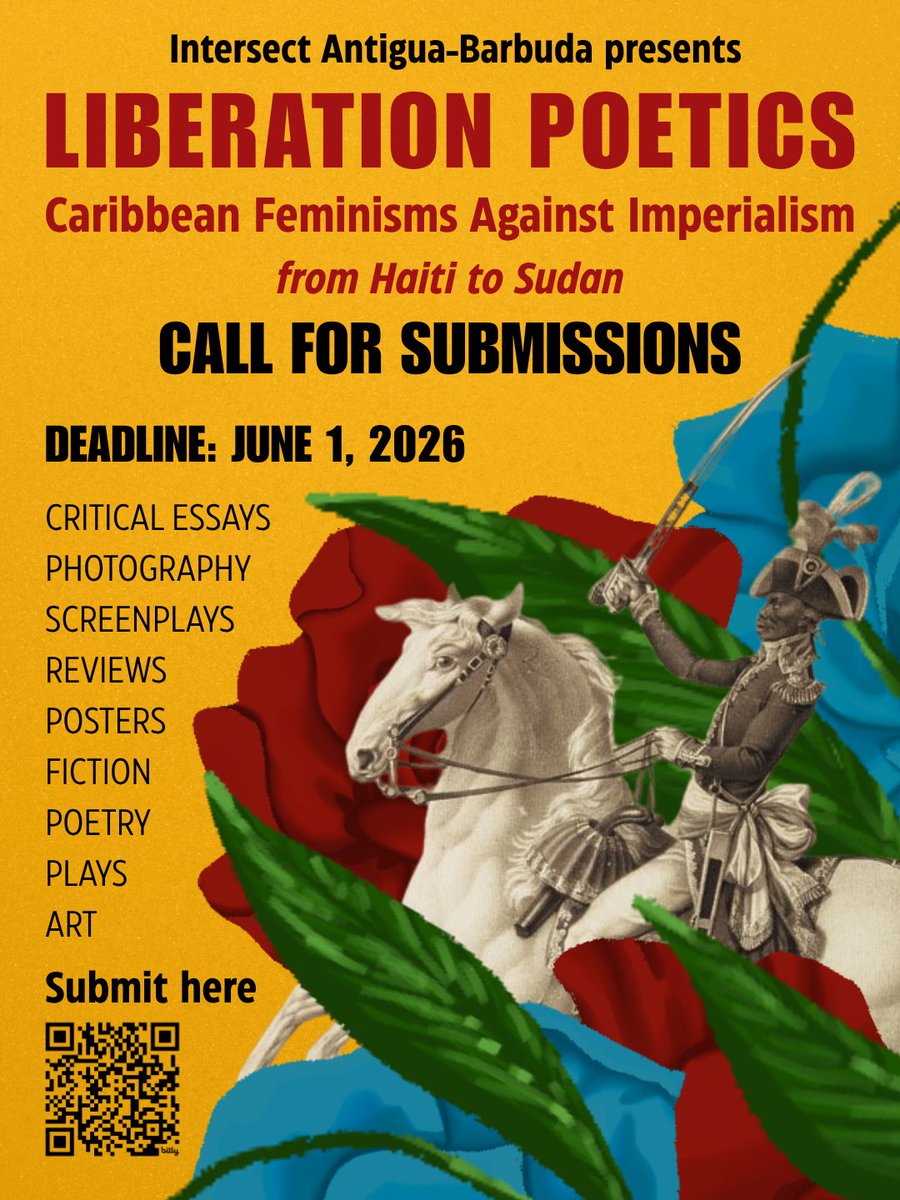 intersect_anu's tweet photo. We return to you today to continue our call for submissions —  “Liberation Poetics: Caribbean Feminisms Against Imperialism, from Haiti to Sudan” ✊🏾❤️🇭🇹🇸🇩

❗️Submit a piece here: https://t.co/BHlF08JLZd

‼️ DEADLINE: JUNE 1, 2026 https://t.co/XsFXAruLpr