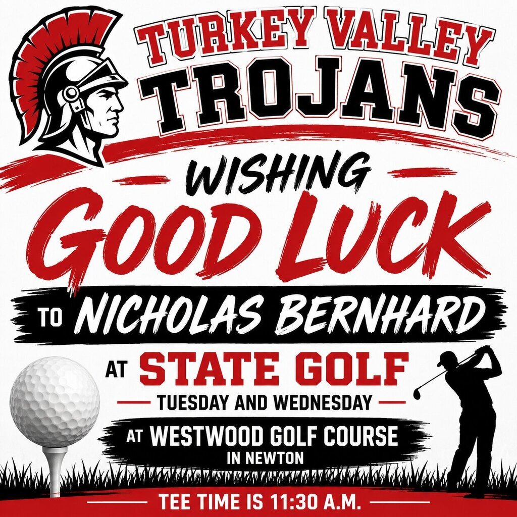 TVPride1's tweet photo. Trojan Events for May 26: State Golf in Newton (Good luck Nicholas), Trapshooting at Cedar Falls Club at 4:00 p.m. and JV/V Baseball at MFL MarMac at 5:00 p.m. Good luck Trojans! #TVPride https://t.co/pcODUy51aU