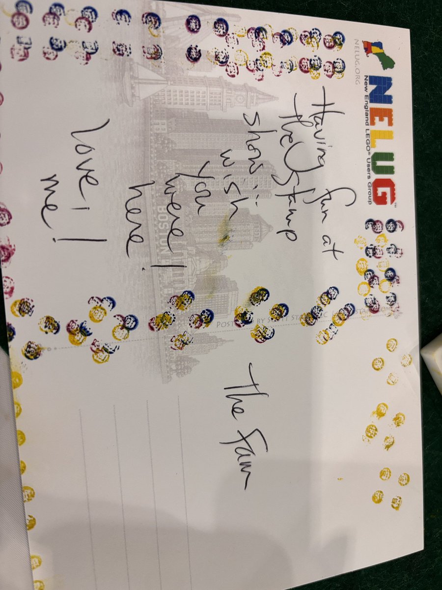 Boston2026Expo's tweet photo. Postcards and Postcrossings and Legos, oh my! Tuesday hours: 10-6, join us after school or work- free admission and philatelic fun for all ages. #stampofapproval #stampshow https://t.co/GQNbvnDgVv