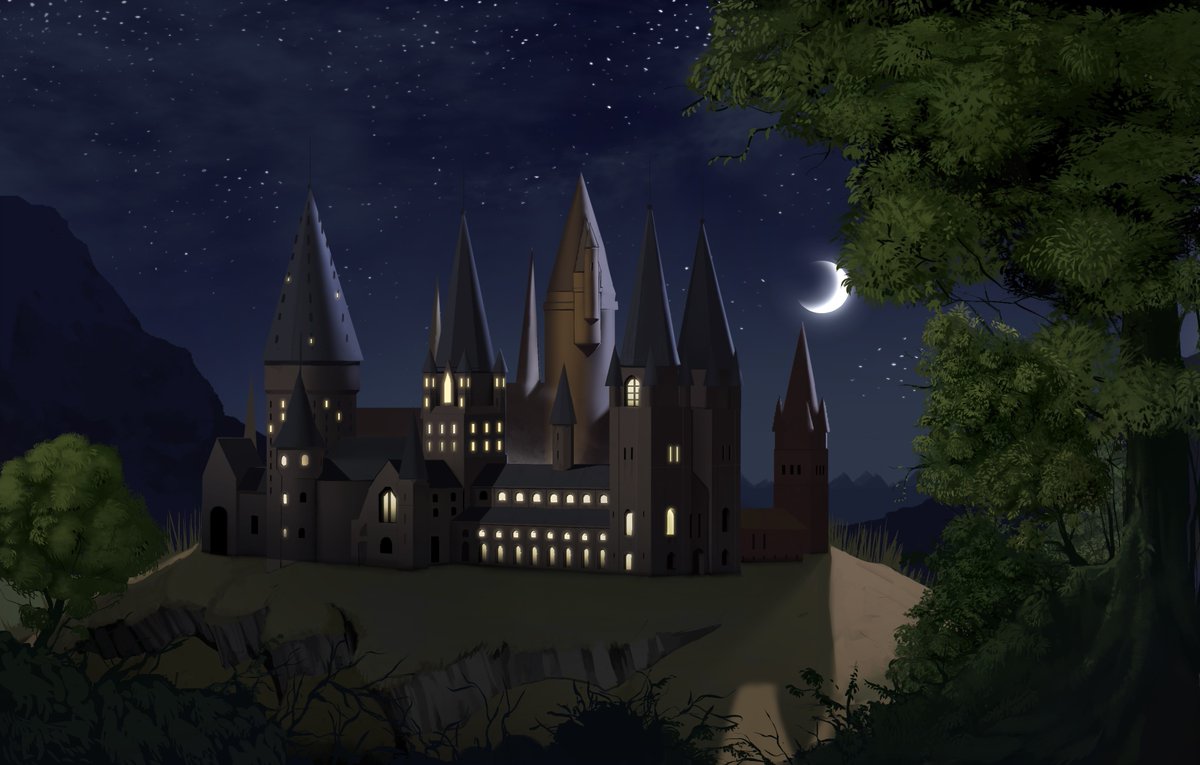 CheatingWitches's tweet photo. Hogwarts at nightime https://t.co/m8Z7ew3Eko