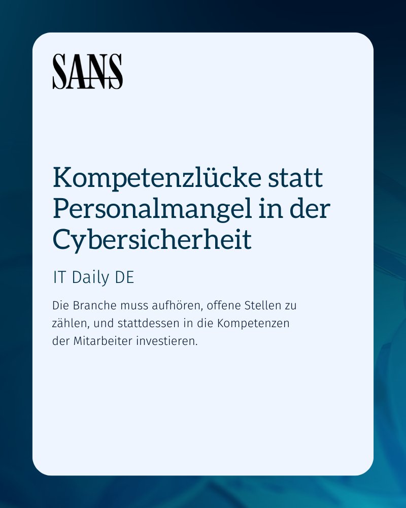 SANSEMEA's tweet photo. 60 % der Unternehmen kämpfen nicht mit Personalmangel, sondern mit Kompetenzlücken. Bereits jeder vierte Betrieb meldet Sicherheitsverletzungen als direkte Folge. Der SANS &amp; GIAC Workforce Report 2026 in der Zusammenfassung via @itdailynet.

https://t.co/D11zAZJd46 https://t.co/lNBlbCUTVP