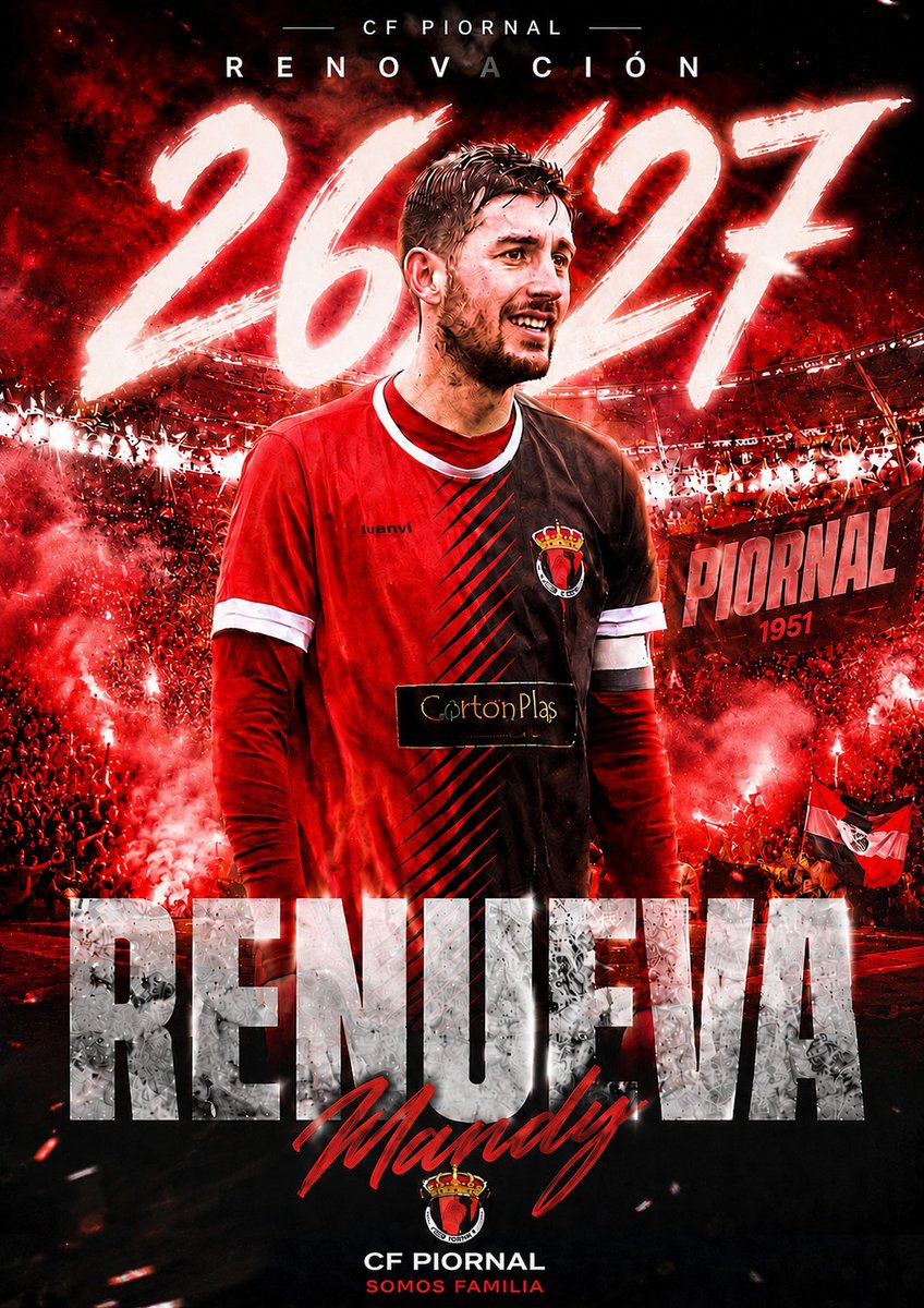 PIORNALCF's tweet photo. ❤️🖤 RENOVACIÓN | TEMPORADA 26/27 ❤️🖤
¡Nuestro capitán sigue al mando! 💪🔥
Mandy renueva una temporada más con el CF Piornal y seguirá liderando al equipo dentro y fuera del campo. 🫡
Ejemplo de compromiso, entrega y pasión por estos colores.
¡Vamos, capitán! 🔥❤️🖤💪✨ https://t.co/ASxpLUXiF1