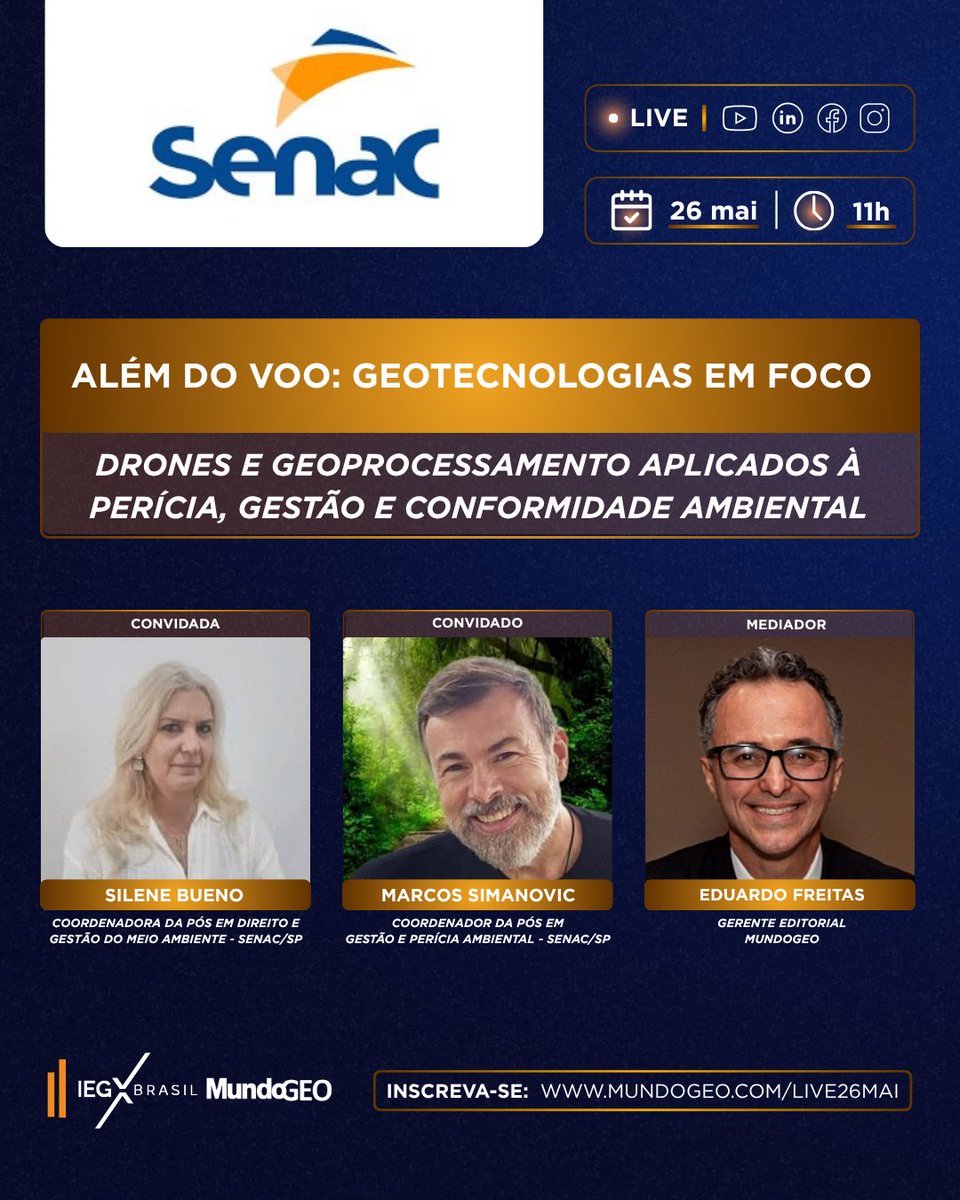 MundoGEO's tweet photo. Além do voo – geotecnologias em foco. Registre-se gratuitamente para assistir a Live de hoje sobre Drones e Geoprocessamento aplicados à perícia, gestão e conformidade ambiental https://t.co/paXs1DAbYC https://t.co/AyCGGGDypW