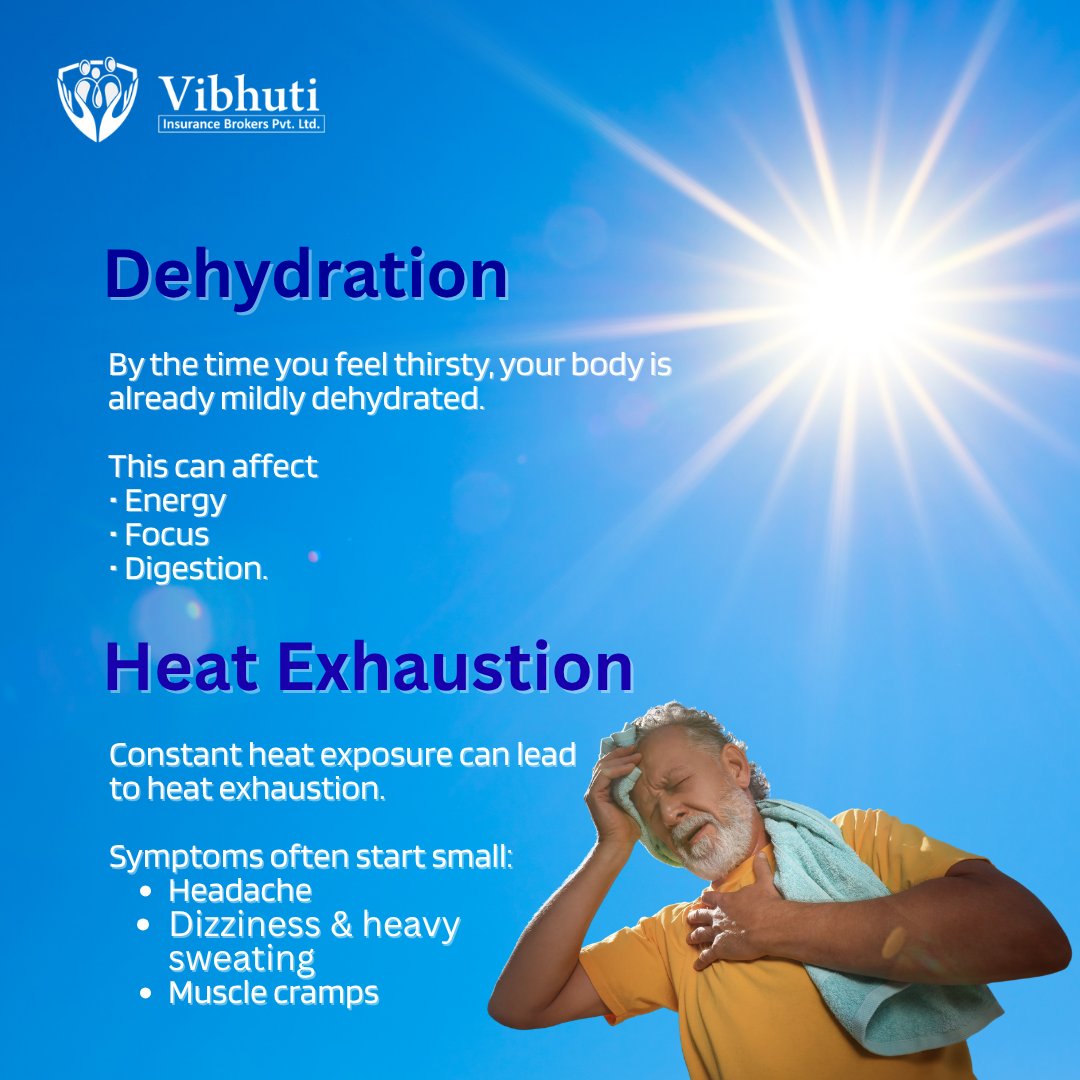 VIBPL's tweet photo. Extreme heat impacts your health before symptoms appear.

Stay hydrated, stay protected and stay prepared with the right health coverage.

#SummerHealth #Heatwave #HealthAwareness #HealthInsurance https://t.co/v8hNFqsXMc