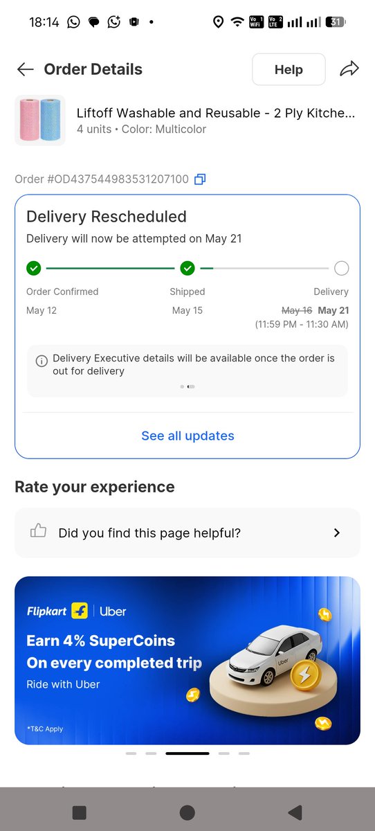 dkdwivedidelhi's tweet photo. Dear @flipkartsupport  I have ordered the material on 12th May vide order no  OD437544983531207100 but till date I have not received this order. Please help me in this regard and improve the service https://t.co/8kbbyDOMW4