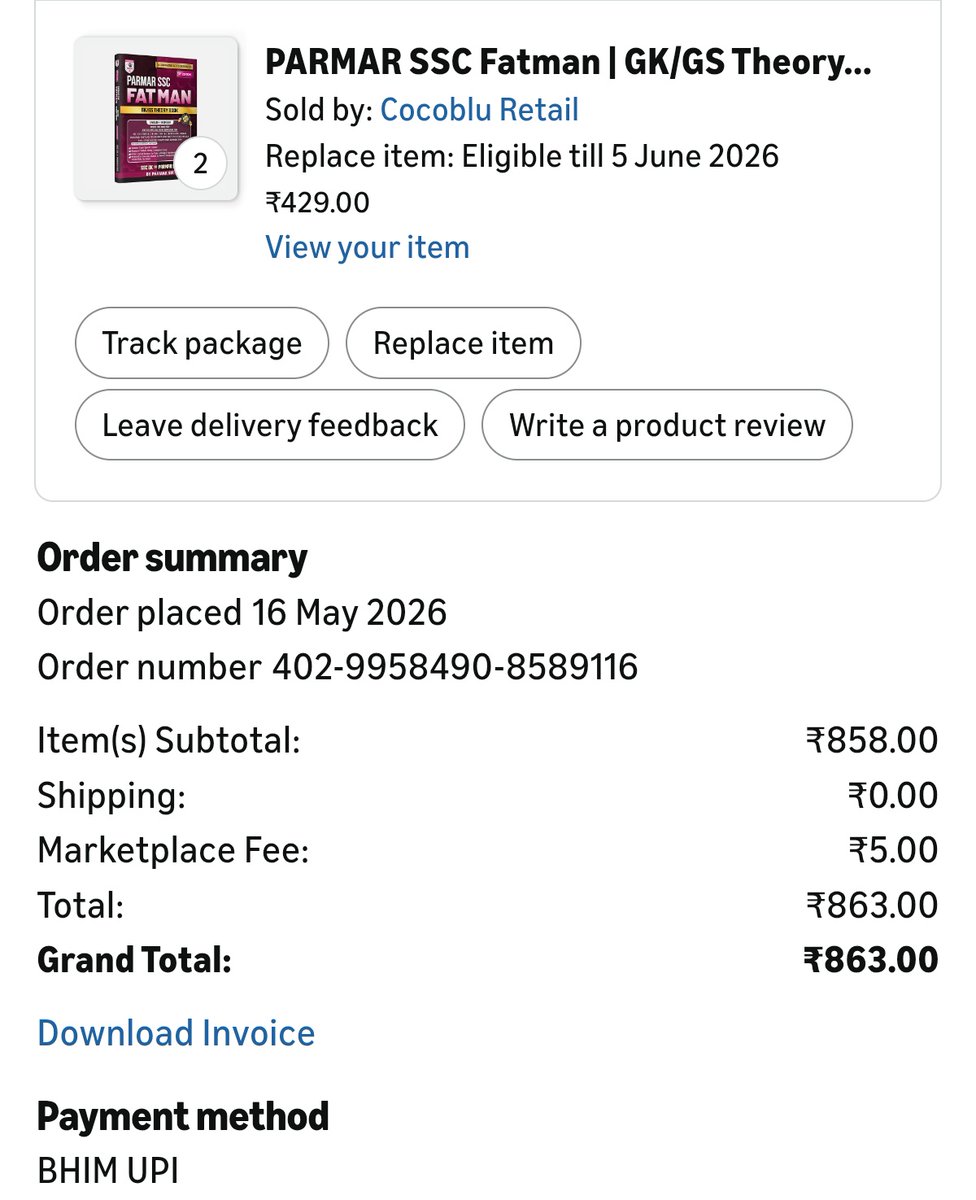 harrshit56's tweet photo. I have ordered two quantities of Parmar SSC Fatman but I have received only one inside the package but now while complaining against the item it is showing to return or replace. @amazon https://t.co/46ZE8sAABJ