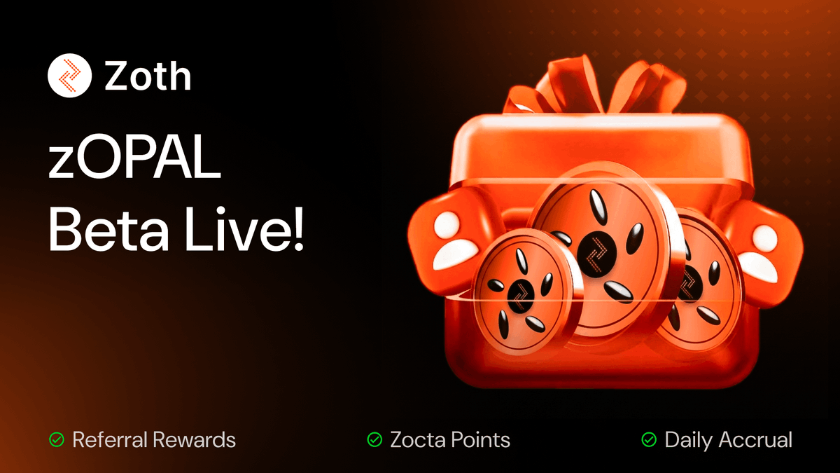 zothdotio's tweet photo. zOPAL Beta is live.

This phase opens the network to a wider circle, users, early LPs, KOL partners, ambassadors and introduces two mechanics that define it:

→ Referral-powered access
→ Zocta Points

Anyone can access zOPAL directly. But referral-linked participation unlocks stronger Zocta earning potential.