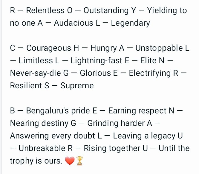 _rizwanhere's tweet photo. They laughed at the dream.

They mocked the wait.

But every storm only forged this team stronger.

ROYAL CHALLENGERS BENGALURU.

Not chasing history anymore.

Creating it.

❤️🏆 #RCB #PlayBold #RCBvsGT #ipl_2026 #RajatPatidar https://t.co/2zDjttJhAe