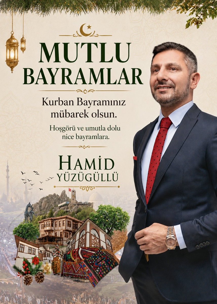 HamidYuzugullu's tweet photo. Birlik, beraberlik ve paylaşmanın en güzel günlerinden biri olan Kurban Bayramı’na ulaşmanın mutluluğunu yaşıyoruz. 
Bayramın; evlerinize huzur, gönüllerinize ferahlık, sofralarınıza bereket getirmesini diliyorum.

Sevdiklerinizle birlikte sağlıkla, mutlulukla ve gönül huzuruyla nice bayramlar geçirmenizi temenni ediyorum.
Kurban Bayramınız mübarek olsun.

#HamidYüzügüllü