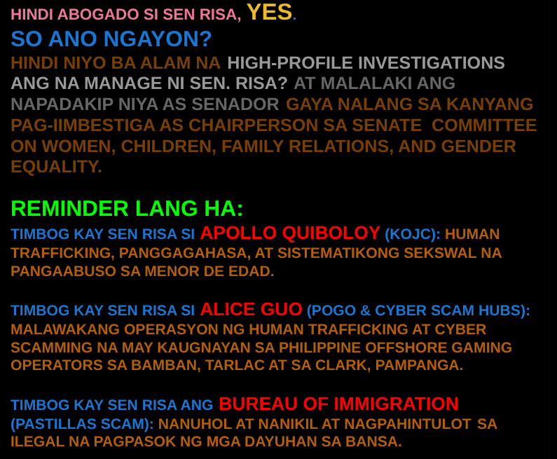 CallmeL82157's tweet photo. @loser_mpv SA MGA BAGONG VOTERS OR DI PA LUBOS NA KILALA SI SEN. RISA, BASA. https://t.co/CqvTg7XTpC