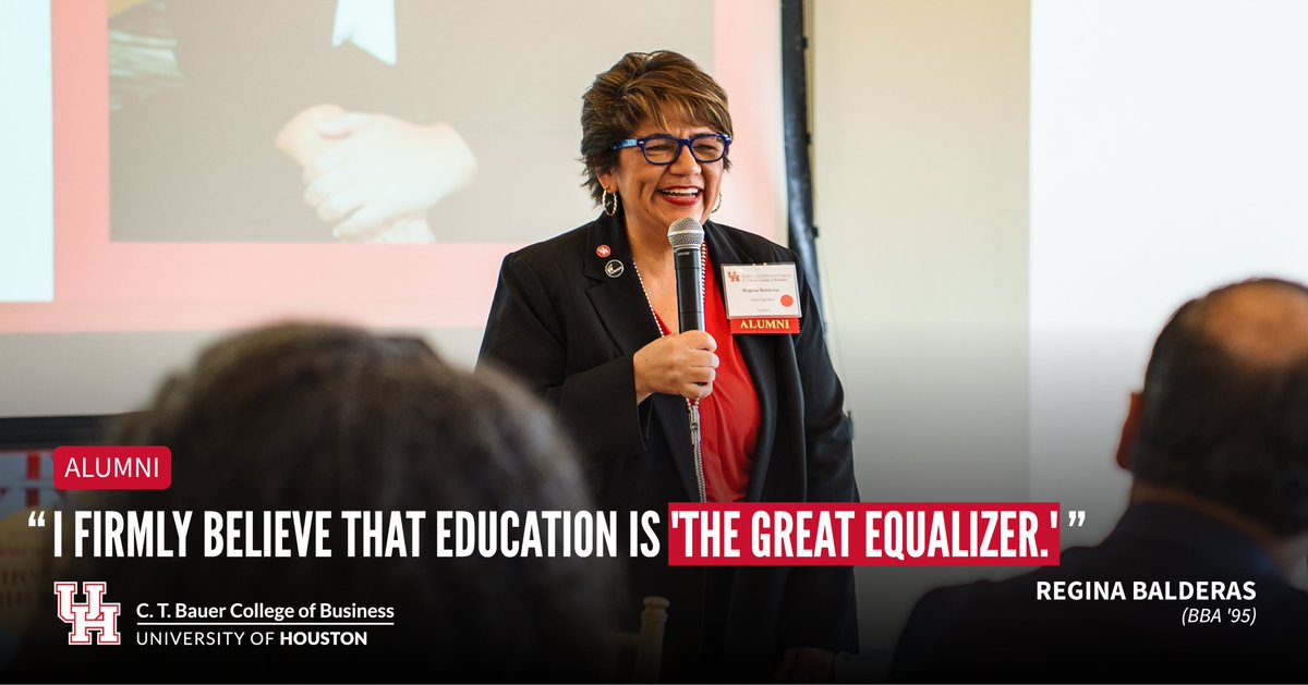 UHBauerCollege's tweet photo. From first-gen student to leader who opens doors for others.

#UHBauer alumna Regina Balderas (BBA ’95) returned to campus recently to share with students what mentorship and saying "yes" made possible.

🔗 https://t.co/UhqOo7jNCv https://t.co/hyCCNSJHjx