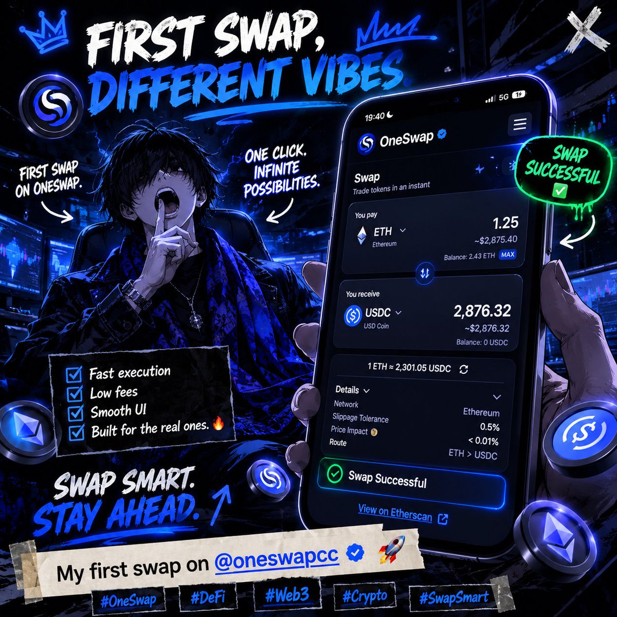 Mr_Poghack's tweet photo. @Oneswapcc
Just made my first swap on @oneswapcc and the experience was actually smooth ⚡️
Fast execution, clean UI, and low stress for real
This is the kind of DeFi experience we need more of
#OneSwap #Web3 #Crypto #DeFi #swap https://t.co/guAwPEPT9x