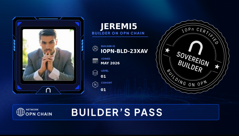 Drluisbrown's tweet photo. I'm a certified sovereign builder on OPN Chain.
Builder's Pass claimed on @IOPn_io. 🛠️
Accelerate ⋂ https://t.co/BhJePYjsDn