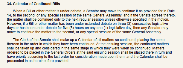 IAmNickReynolds's tweet photo. Now the subsequent motion to continue the bill (rule below): motion adopted 26-18. 

They kill it without killing it, essentially, moving it to next session. 

Special session now adjourned. https://t.co/L3FlTg0zJk
