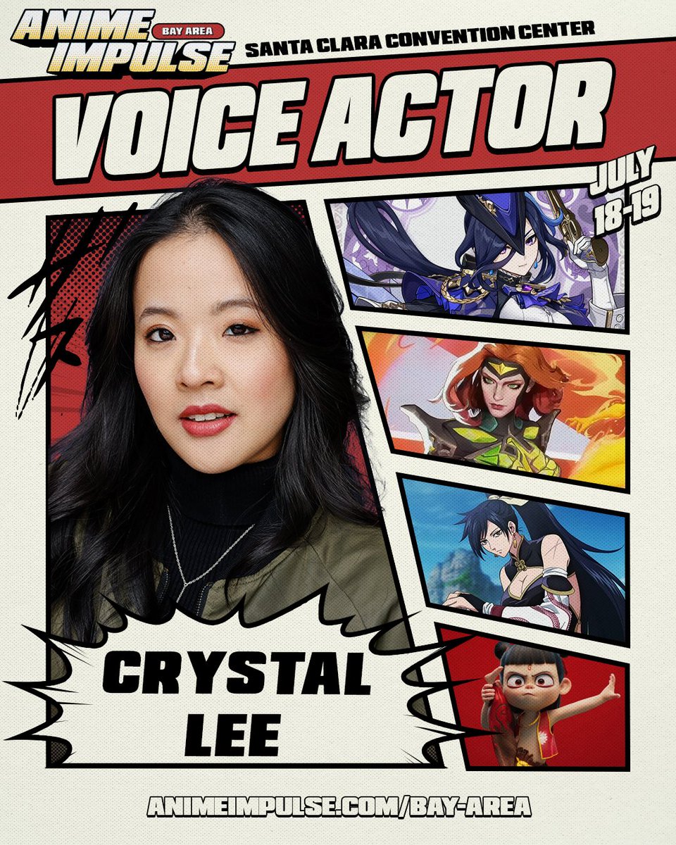 animeimpulse's tweet photo. GUEST ANNOUNCEMENT 📣📣

We have another guest voice actor joining the ANIME Impulse Bay Area 2026 lineup! Please welcome @CrystalLeeVO 

🎫 Tickets: https://t.co/oTSELeg7pM

#ANIMEImpulseBayArea2026 #AnimeImpulse #VoiceActorGuest #CrystalLee #AnimeConvention #BayAreaEvents https://t.co/9gs5a1iI2G