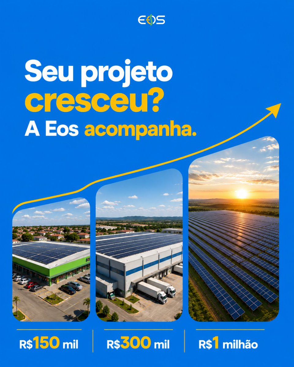 eos_finbr's tweet photo. Seu projeto cresceu?
A Eos acompanha. ⚡
Sem limites para pensar grande.

Analisamos projetos de diferentes portes com a cautela e a estrutura que grandes oportunidades exigem.

Seja um parceiro: https://t.co/gGlPywBoUN

#EosBrasil #EnergiaSolar https://t.co/lBydzP7Rtp