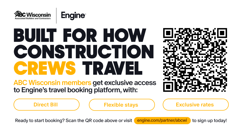 ABCofWisconsin's tweet photo. ABC Wisconsin members get exclusive access to Engine:

✔ Book hotels, flights &amp; rentals in one place
✔ Track travel by job code
✔ Simplify billing &amp; receipts
✔ Save an average of 26% on hotels

https://t.co/8Ok2gGX7W0 https://t.co/GIK8o5uopA