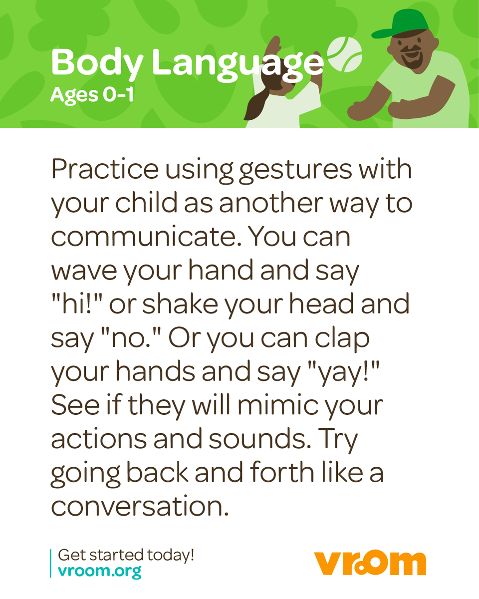 joinvroom's tweet photo. Wave hello to spring and to new ways of communicating. 👋🌸

This Vroom Tip helps your child connect actions and words, building early language skills. 💡 https://t.co/fBFMlQDqyE