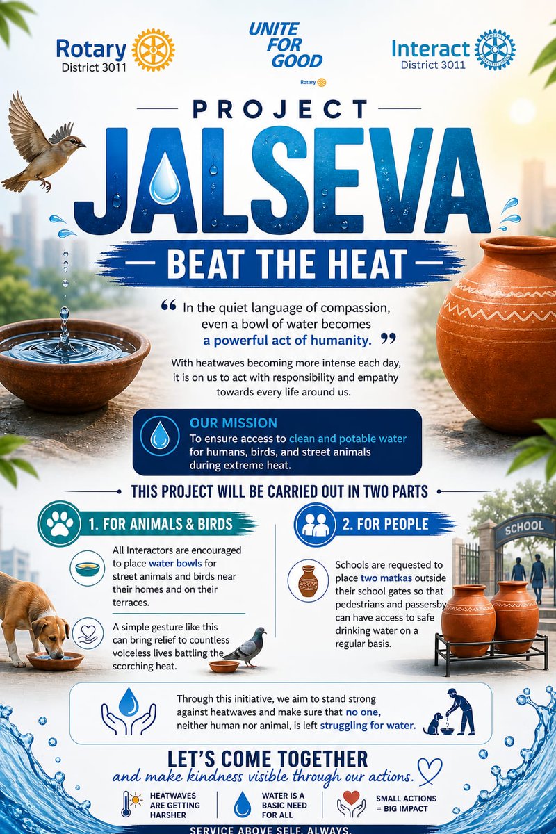 DavpeSchool's tweet photo. Under guidance of Principal Ms Sonia Malik, Interact Club Ray of Hope of the school actively participated in Project JALSEVA 2026 – "Beat the Heat", launched by District Interact Council, District 3011.@Rotary3011 @RIDistrict3011 @3011interact @NEP2020 @SDG2030 @peopleofaction https://t.co/aV65VTuQsT