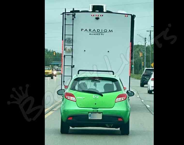 BoogeyLights's tweet photo. Thanks to Lisa and the Pinnacle RV Mobile Repair Service team for sharing this photo.  It's a great example of how our Tail-Turn-Brake add-on LEDs greatly improve the view of the rear of your RV.

In this photo, the green car is not being towed by the RV - they were following it.  Notice how the stock tail lights on the RV are mostly blocked by the car.  The Boogey Lights Tail-Turn-Brake Add-On lights however can be easily seen even from a distance.  More about the product here:  https://t.co/xeSvgBO3Oj