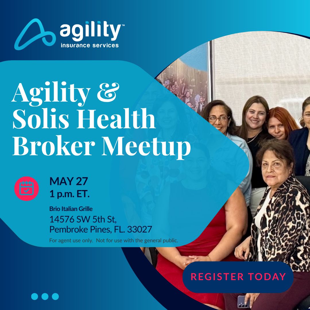 agilityfmo's tweet photo. Pembroke Pines agents, join us on May 27 at Brio Italian Grille for the Agility &amp; Solis Health Broker Meetup. This session focuses on Solis Health plans, market strategies, and real-world insights. Connect with fellow agents over food and drinks. RSVP: https://t.co/z0jAI1GKZw https://t.co/gUv4zuRXGJ