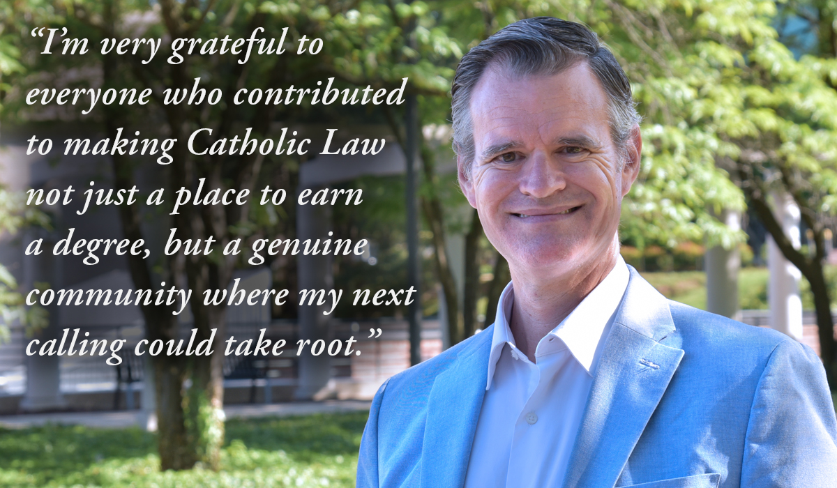 CathULaw's tweet photo. Chris Horton Reflects on His Journey to a New Chapter at Catholic Law https://t.co/3hh9fETNBR https://t.co/sf83thg5UU