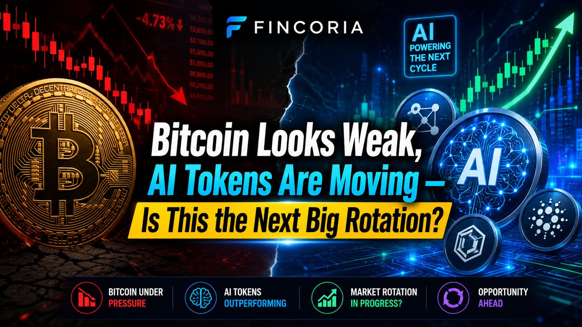 fincoriasignals's tweet photo. "Bitcoin's weakness contrasts with AI token momentum, hinting at a market rotation. Read more about the shift towards AI-related cryptos 📊 #Crypto #AITrading Follow for free signals"

https://t.co/OMNTS6PyWR... https://t.co/ogAWbpUvpN