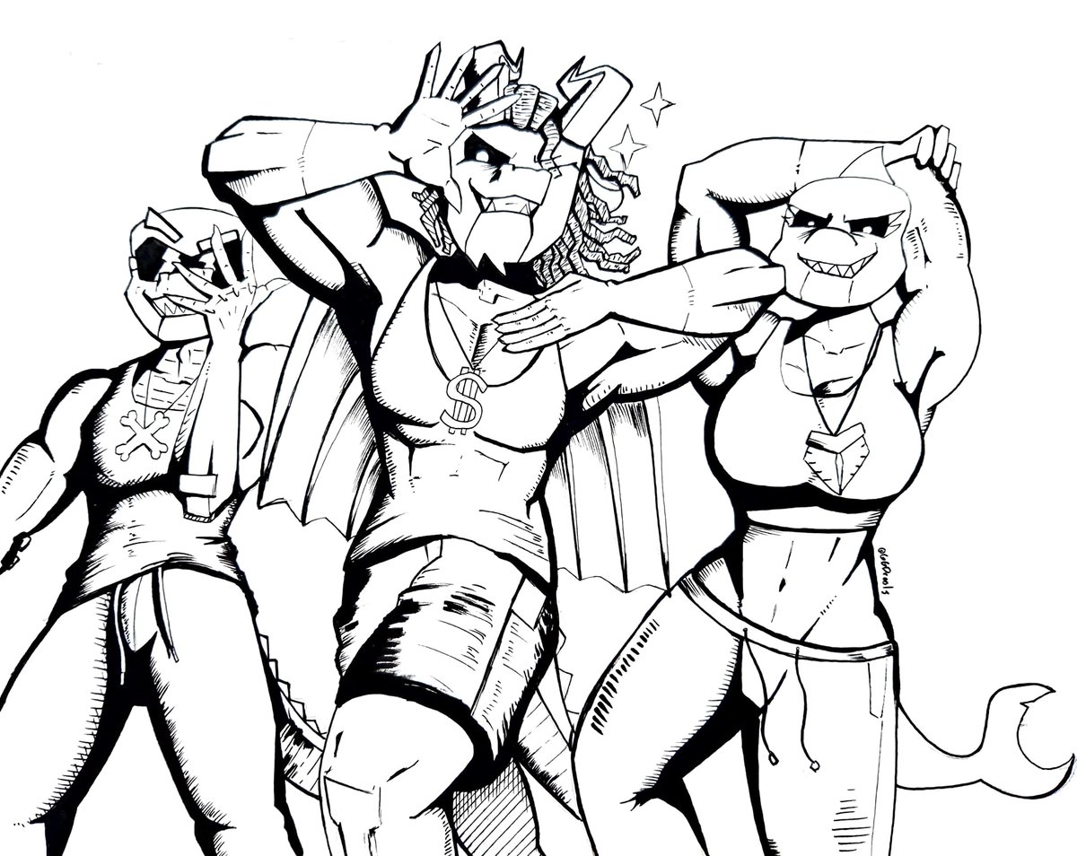 GGDrools's tweet photo. The Gym Bro Trio ☠️💲🦈

(Sorry it took so long lol)
#SmilingCritters #AllisterGator #SimonSmoke #MaggieMako https://t.co/QwMowxm3kF