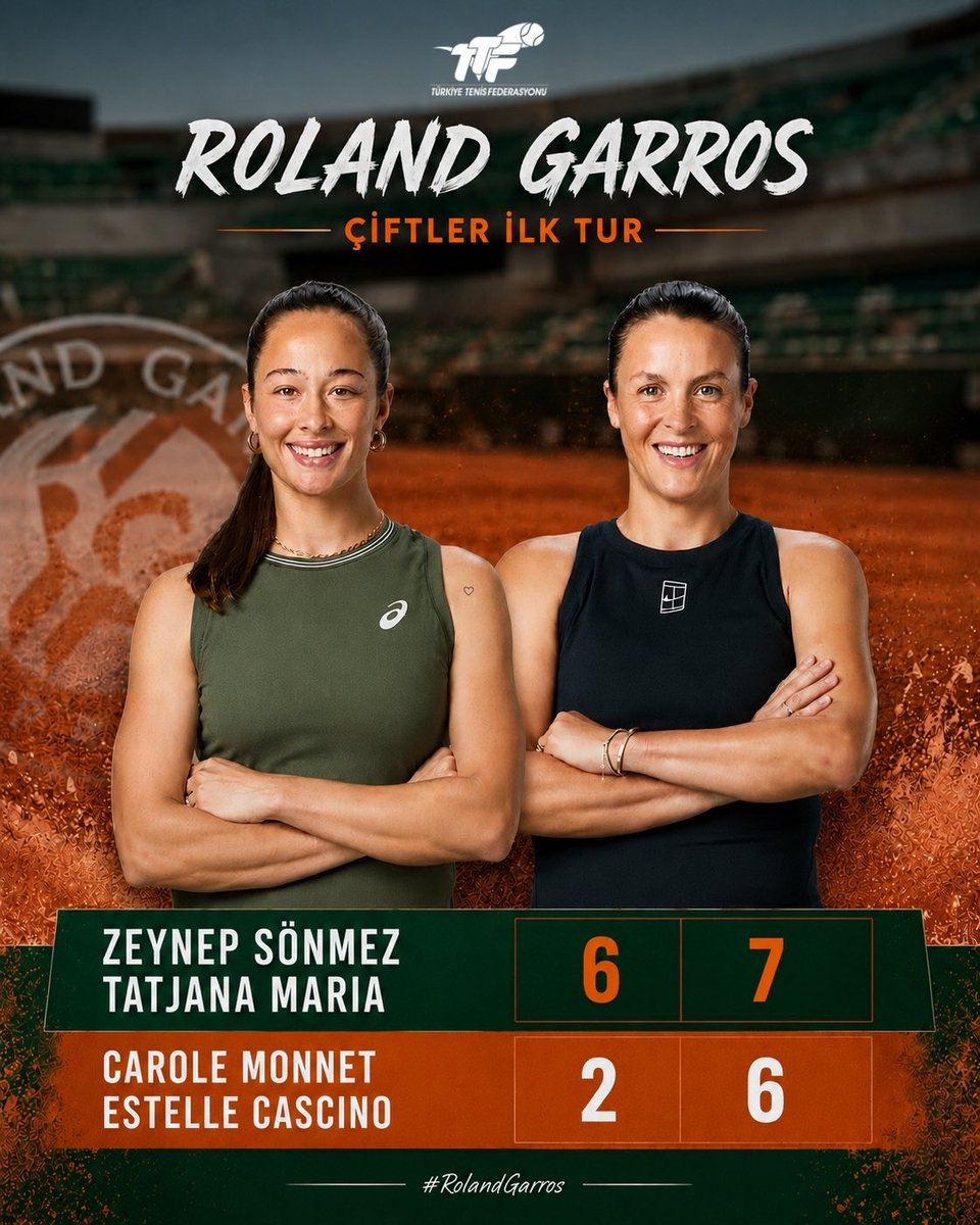 TTForgtr's tweet photo. Zeynep Roland Garros çiftlerde ikinci turda 🧱🎾

Milli tenisçimiz Zeynep Sönmez, partneri Tatjana Maria ile birlikte Roland Garros çiftler ilk turunda Carole Monnet / Estelle Cascino ikilisini 6-2, 7-6 mağlup ederek ikinci tura yükseldi. 🔥

#ZeynepSönmez #RolandGarros https://t.co/pCh5LXo12N