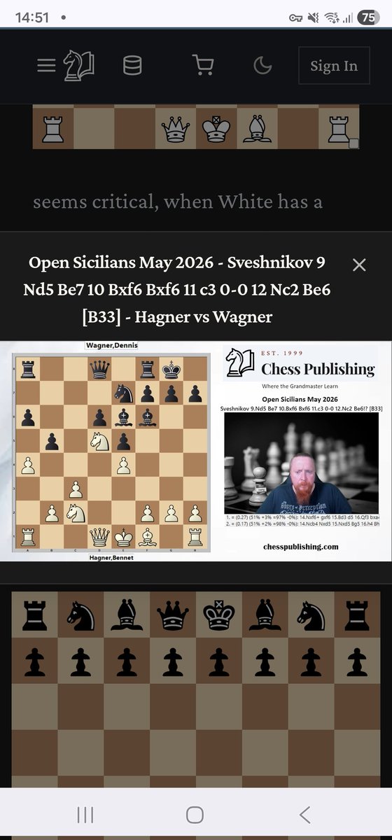 chesspublishing's tweet photo. GM Michael Roiz does his usual excellent job of covering the latest developments in the Open Sicilian for his May update.
The Sveshnikov is holding up well for Black. 
@ginger_gm also explains each game in video format. Easy to watch on mobile 👇
https://t.co/NFPfsy3y0u https://t.co/0EFASjpHo6