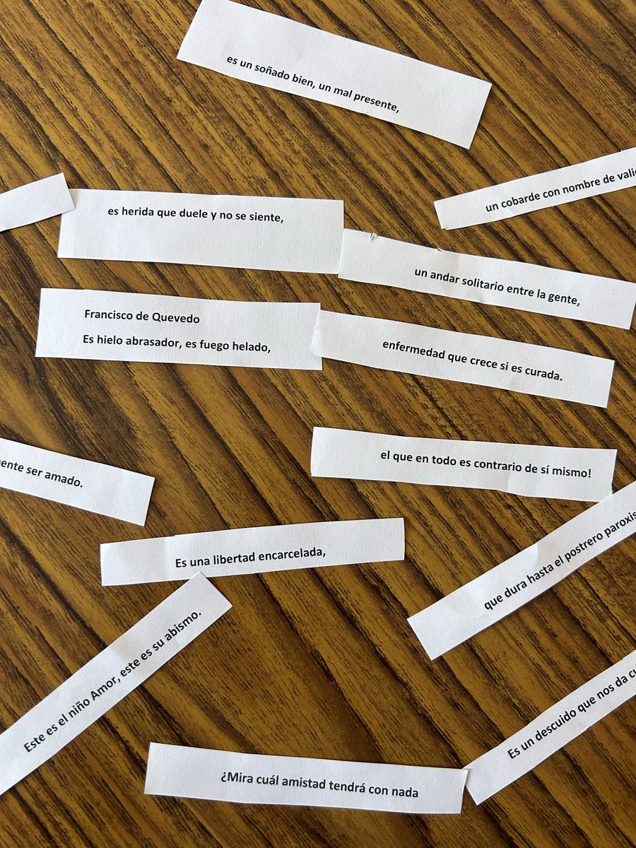 javimagomez's tweet photo. Ordenamos el poema de Quevedo, analizamos el tema, los recursos, la métrica, añadimos versos…
Idea: copia el poema, recorta cada verso en una tira de papel, ponlas en un sobre y repártelo. Cada grupo ordena el suyo y responde a las preguntas que plantees después 😉 #jugamos https://t.co/SCt7fuKj1t
