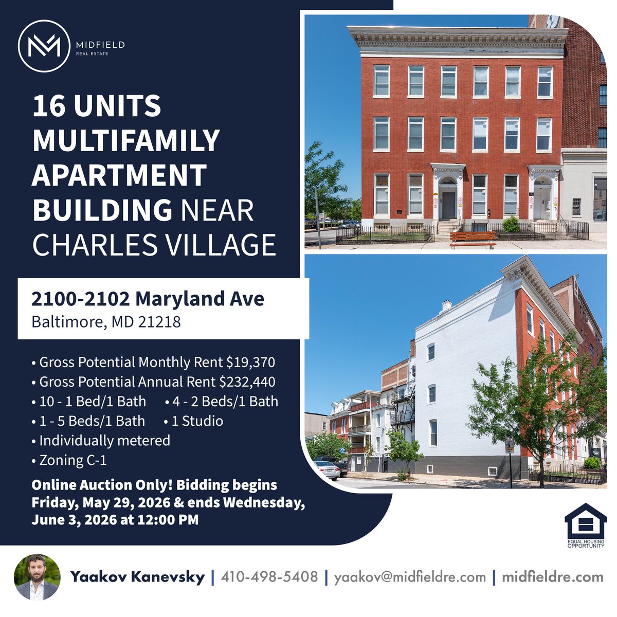 MidfieldRealty's tweet photo. LENDER-DIRECTED MULTIFAMILY AUCTION IN CHARLES NORTH W/ ~$232K+ POTENTIAL GROSS RENT

This is the kind of value-add multifamily opportunity operators look for: strong location, individually metered units, and a major spread between current income and projected market performance. https://t.co/2bFFjlDcnC