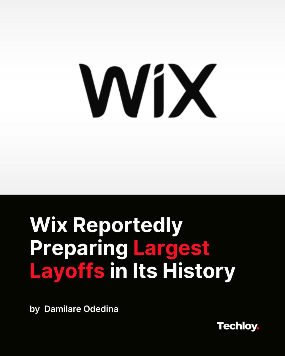 techloy's tweet photo. Wix, the company best known for helping people build websites without coding, could reportedly cut around 1,000 jobs in the coming months.

Despite deeper AI investments and growing revenue, Wix is now dealing with rising costs, falling cash flow, and a stock decline of nearly 50% this year. And it looks like the employees may end up bearing the brunt of the whole thing.

#Wix #ArtificialIntelligence #TechLayoffs #TechNews #SaaS
https://t.co/FQR3EjvKbb