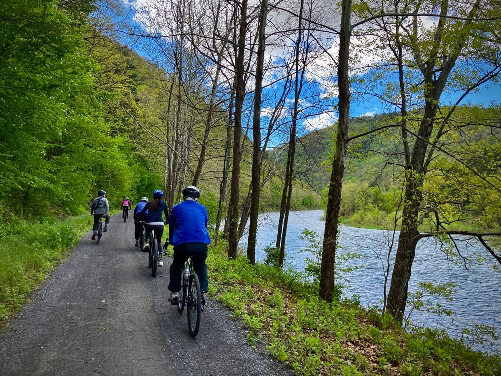 PECPA's tweet photo. PEC staff recently got together for our annual retreat! Each year, staff members meet up to collaborate on new ideas and explore the natural resources of PA. After a day of brainstorming, we took team building to the trails and explored the Pine Creek Rail Trail! https://t.co/02E4SSiLil