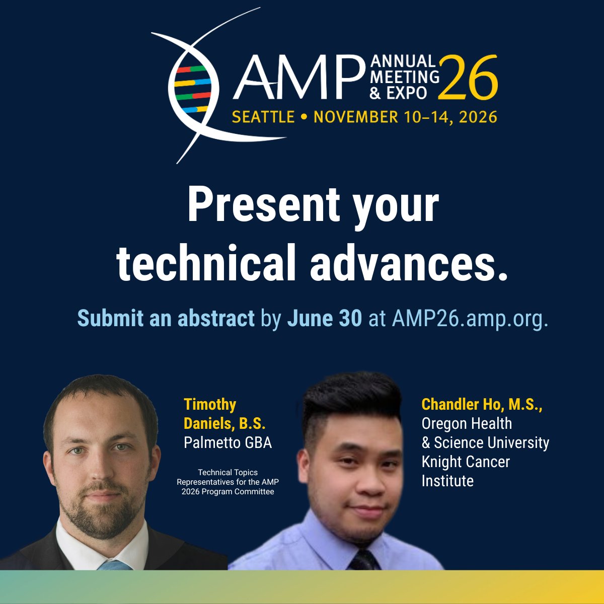 AMPath's tweet photo. Advancing molecular methods or technologies? Share your work at #AMP2026.

Submit by June 30: https://t.co/lXQOLn57MH https://t.co/XDdoz5JkLi