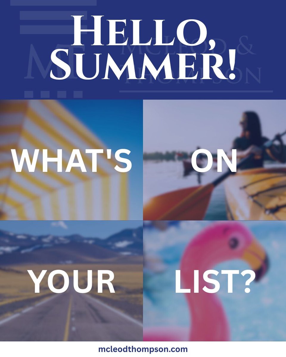 MMRTLAW's tweet photo. Summer is unofficially here! ☀️ Are you a beach reader, a binge-watcher, or a "I'll just stare at the water" type? Tell us what's on your summer to-do list! We'll go first: grilling, Gulf Coast sunsets, and catching up on sleep. 

#SummerVibes #PensacolaLife #McLeodAndThompson https://t.co/7gHpgjpnFi
