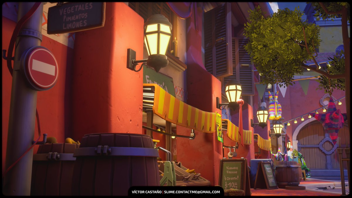 itsameslime's tweet photo. After many months of work, I’m incredibly excited to finally share: Dorado - a large scale stylized environment inspired by the visual identity and atmosphere of Overwatch, fully recreated from scratch in Unreal Engine 5 ✨

🔗ArtStation Project: https://t.co/hB1mATio9l

This project was a huge opportunity to explore AAA environment art workflows, from modular kits, trim sheets and materials to foliage, lighting, set dressing and cinematic presentation.

I’ll be sharing several breakdown posts soon covering props, materials, foliage and the full workflow behind the environment 👀

Special thanks to my mentor @JaviSkau for his great work and for guiding me every step of the way.

#EnvironmentArt #3DArt #UnrealEngine5 #GameArt #StylizedArt #UE5 #LevelArt #WorldBuilding