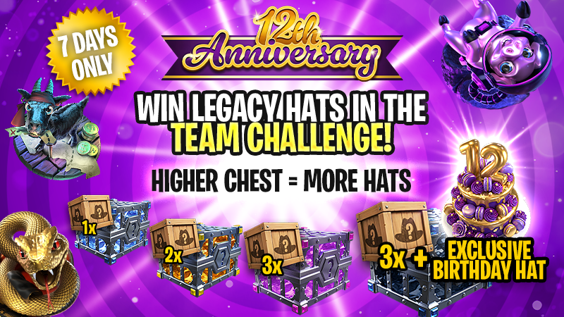 GoP_3's tweet photo. 🎉 Governor of Poker turns 12! 🎉

Unlock exclusive Legacy Hats inspired by GOP history 🤠

🏆 Team Challenge Rewards:
✨ Opal = 1 Hat
🔥 Amber = 2 Hats
💎 Amethyst = 3 Hats
🖤 Black = 3 Hats + Exclusive 12th Anniversary Hat

Collect them all! ♠️ #GovernorOfPoker #GOP12 https://t.co/03lo3ZVaU2