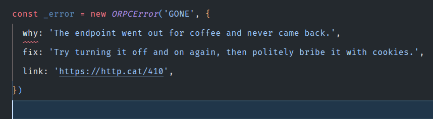 dinwwwh's tweet photo. While implementing https://t.co/AGjmktfkLb (@hugorcd) support in oRPC v2, I'm wondering: should I add extra fields to make debugging easier? https://t.co/SrhgMDtYvy