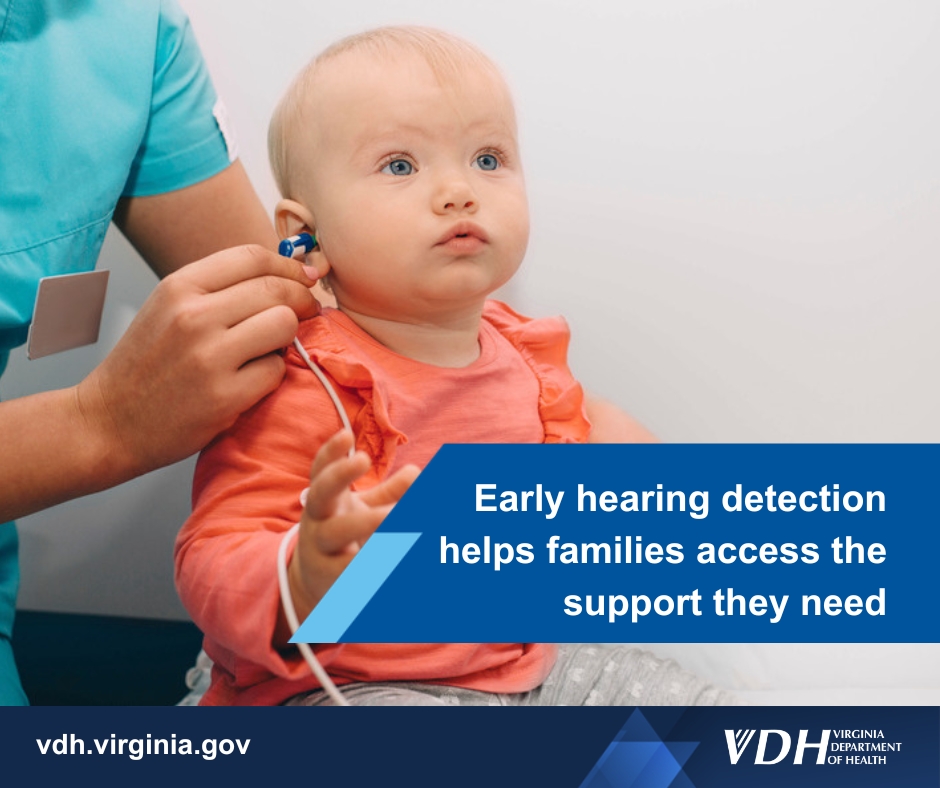 VDHgov's tweet photo. Every child deserves the opportunity to communicate and connect. Early hearing detection helps families access the tools and support they need from the very beginning. 

Learn more at https://t.co/cieYWkBue7 https://t.co/BBFzlRpOAu