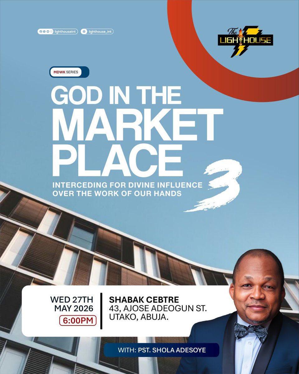 Lighthouseint's tweet photo. The marketplace is not just a place of business, it is a platform for kingdom influence.
God is raising men and women who will carry His presence into industries, leadership, creativity, and the work of their hands.

Join us for another powerful session of God In The Marketplace. https://t.co/Ju3jW0Pc8h