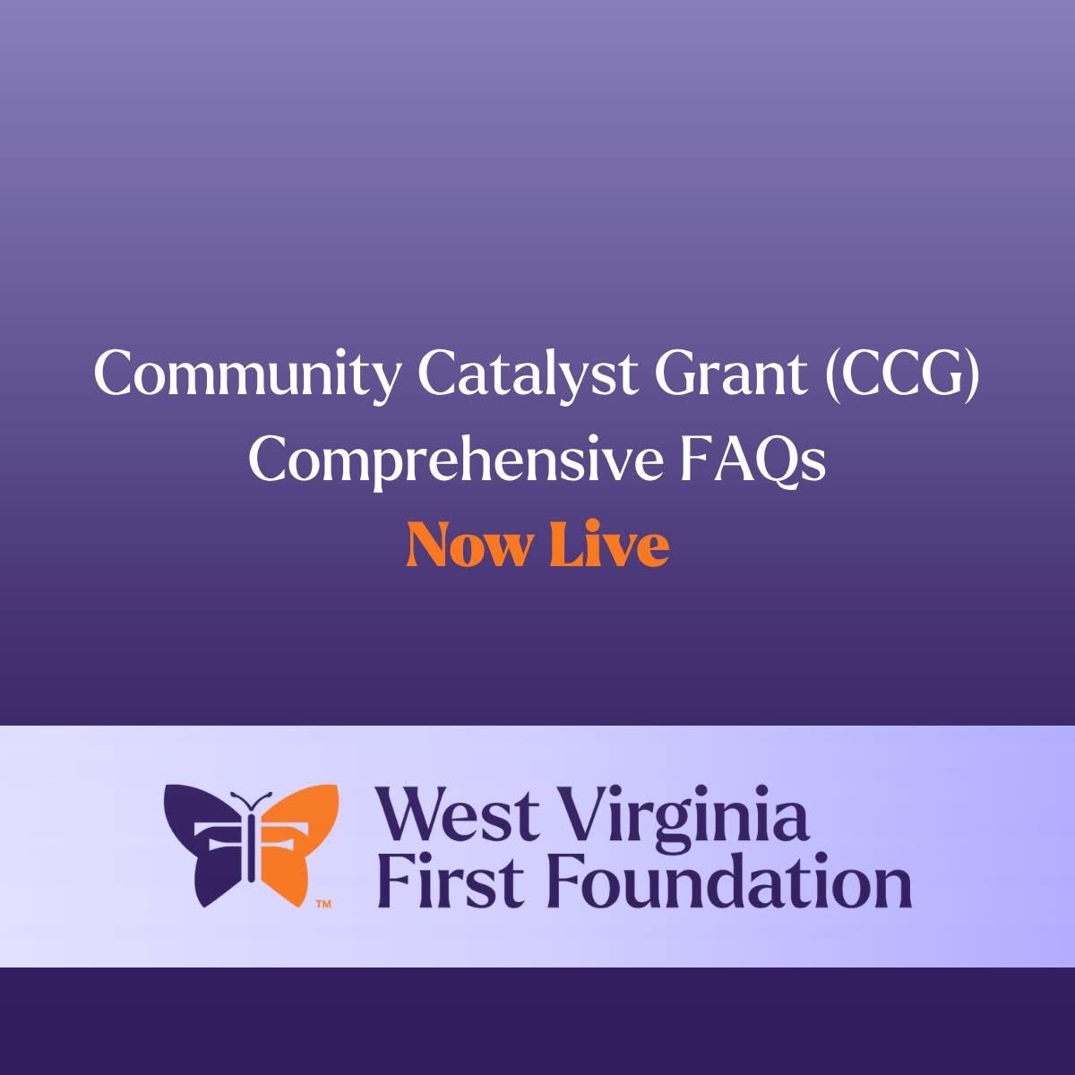 WVFirstHope's tweet photo. Thank you to all who submitted questions for the Community Catalyst Grant (CCG) FAQ process. The FAQs are now live at https://t.co/jsJ1nd5rZa.

Applications open on Monday, June 1. https://t.co/LsWaAuNbtW