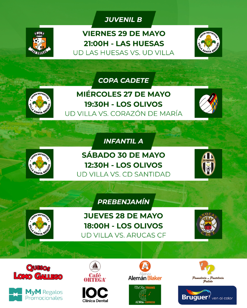 udvsbrigida's tweet photo. 💚⚽ Estos son los partidos oficiales de nuestros equipos para esta semana.

¡¡Mucha suerte a todos!! ⚽💚 https://t.co/UsXuYueKIP