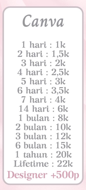 ansgelict's tweet photo. @chewlysn halo kak ⋆ Ꮺ ָ࣪ ۰ 🌷
aku ready app premium yaw🛍

𖢷 harga murce abies
𖢷 proses cepat langsung copas
𖢷 trusted &amp; garansi 100%

1000+ testi on pin📌
💸 : all e-wallet &amp; qris
💭  seller nya ramah &amp; fast respon💌 https://t.co/FdT4dlwMtf